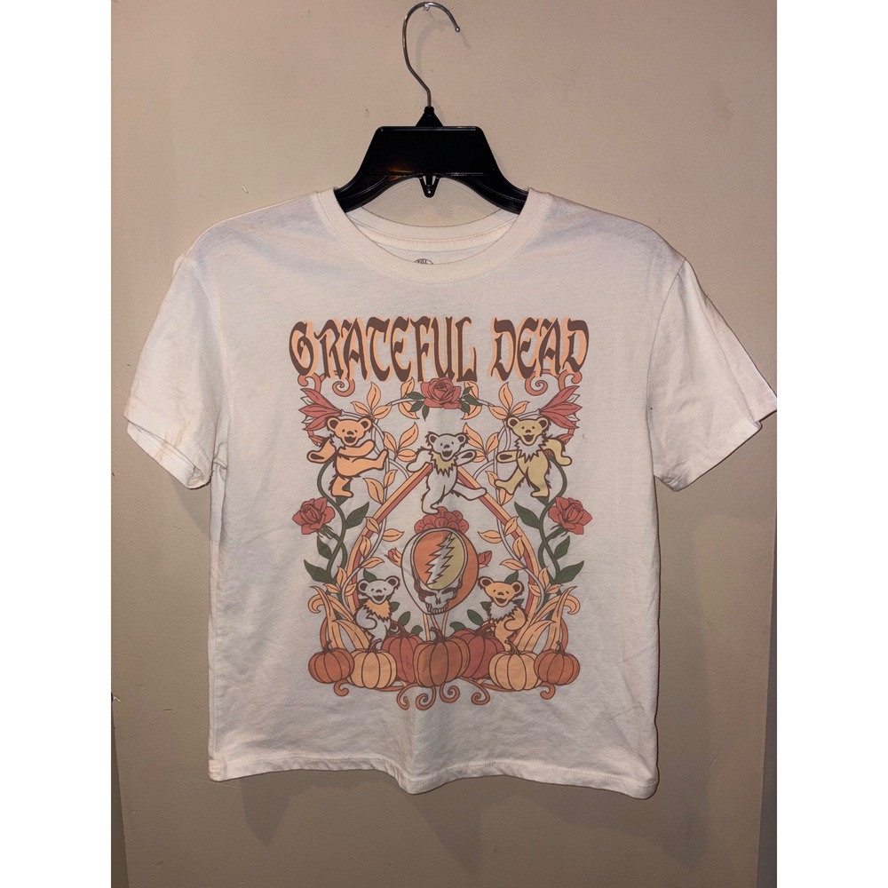 Grateful Dead girls Dancing Bears Harvest Pumpkin Graphic T-Shirt Cream Medium